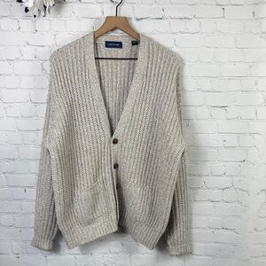 CLAYBROOKE Men's Vintage Chunky Knit Button Preppy Cardigan Sweater size Large